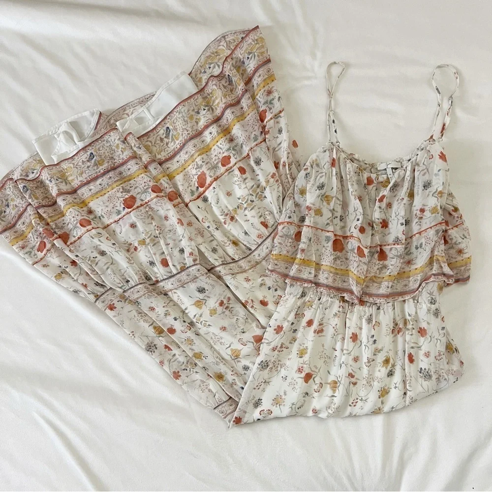 Joie Vernita Silk Maxi Dress - White Floral Pattern - Picture 10 of 13
